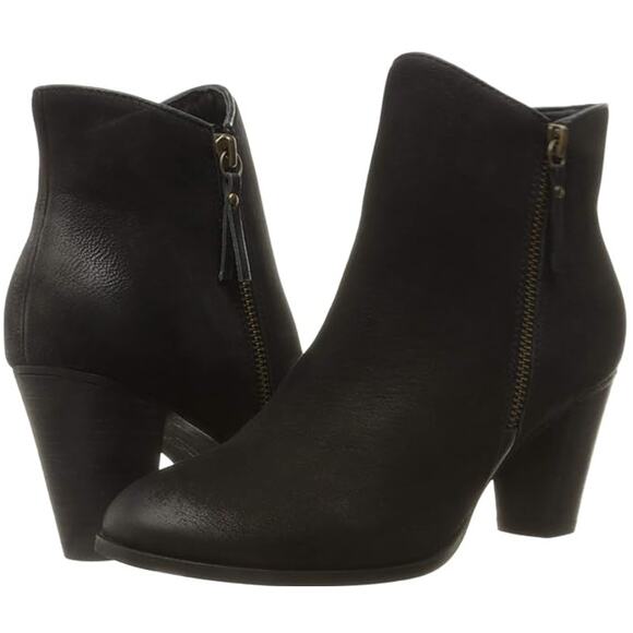 MIA Maddock Ankle Bootie Black Leather Stacked Heeled Side Zip Women's 6 - Picture 9 of 9